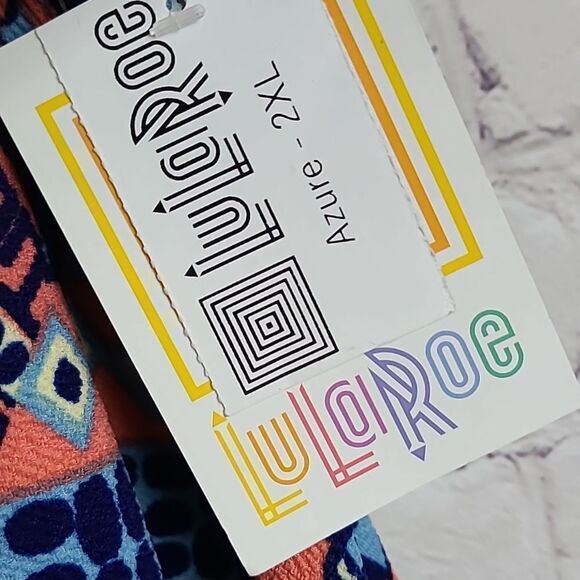 LuLaRoe NWT 2XL Azure Swing Skirt Navy Tribal Camel Jacquard Stretch Aztec Print - Picture 6 of 9